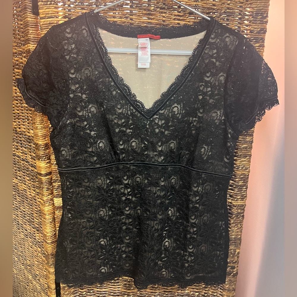 Tapemeasure - Black lace‎ top, Womens Size: Large